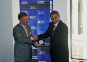 ICC Chairman-elect grants Mr Manfredi (right) the Merchants of Peace Medal